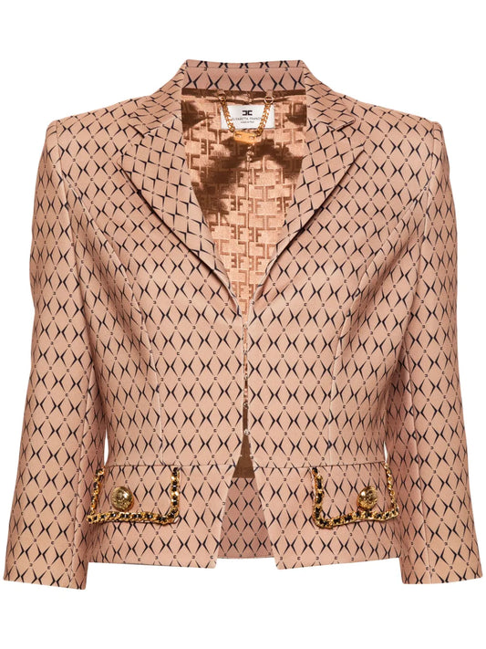 Diamond-Print Cropped Jacket