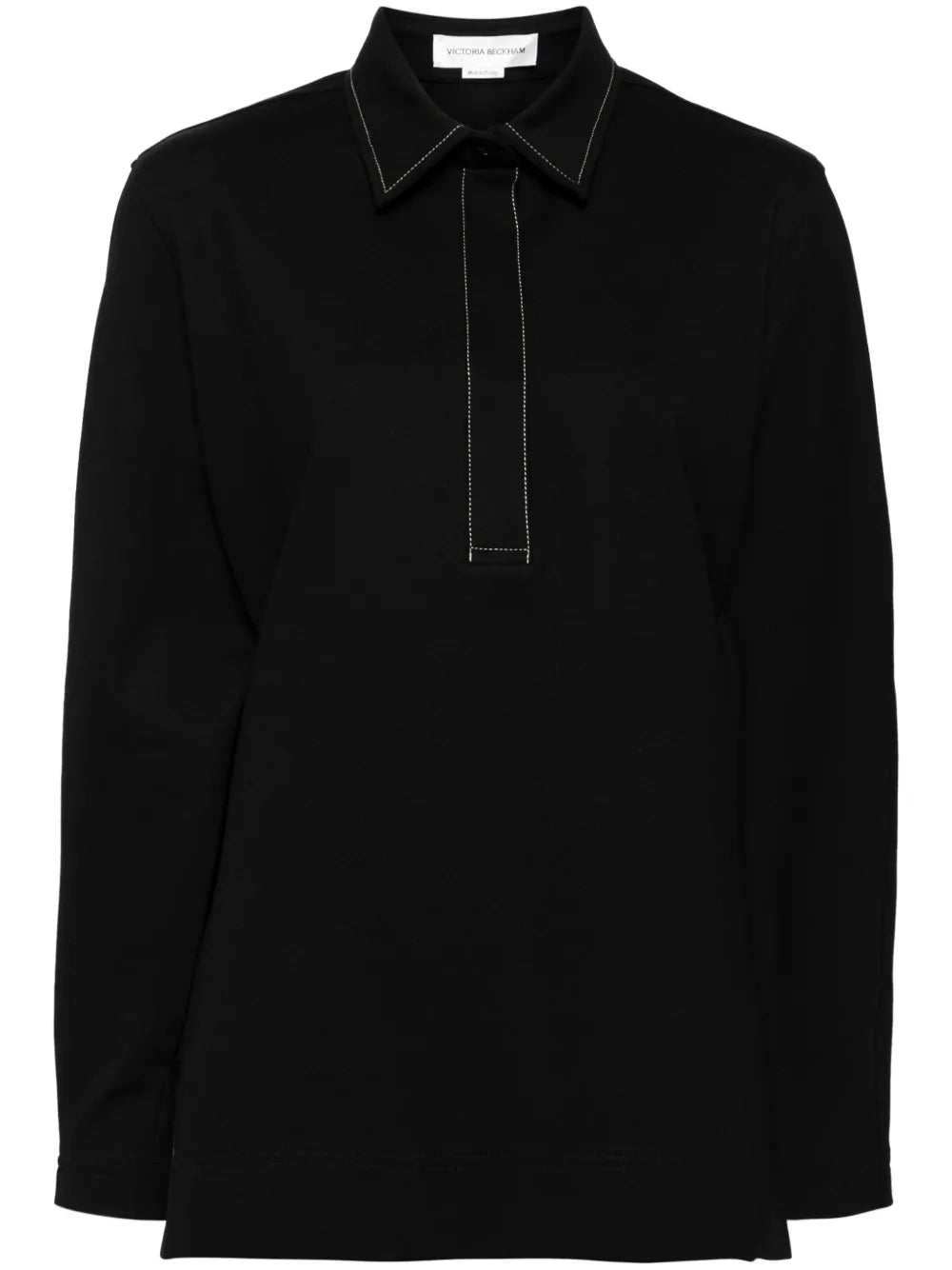 Decorative-Stitching Polo Top