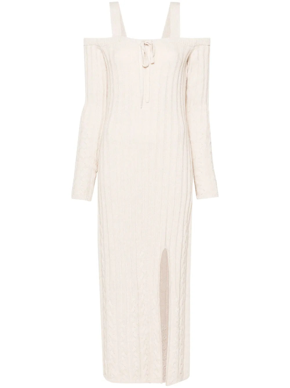 Cold-Shoulder Ribbed-Knit Dress