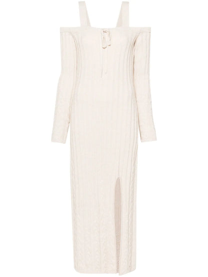 Cold-Shoulder Ribbed-Knit Dress
