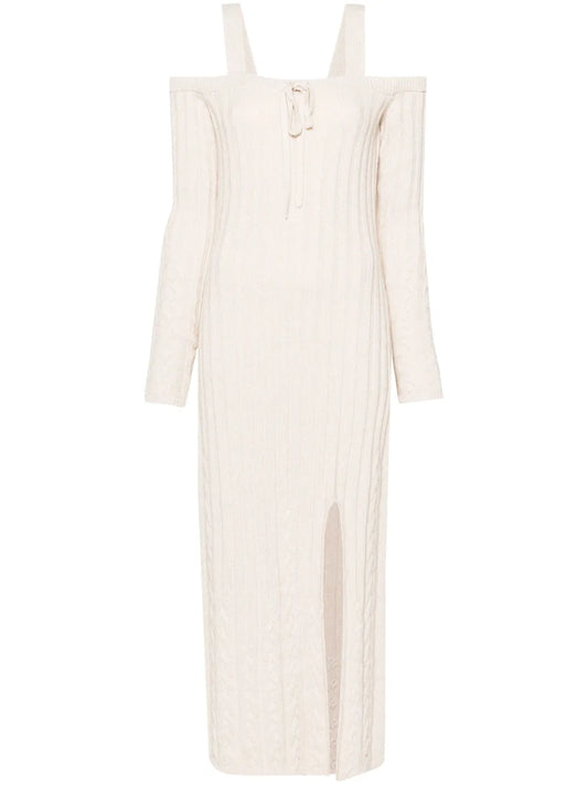 Cold-Shoulder Ribbed-Knit Dress
