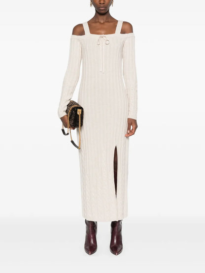 Cold-Shoulder Ribbed-Knit Dress