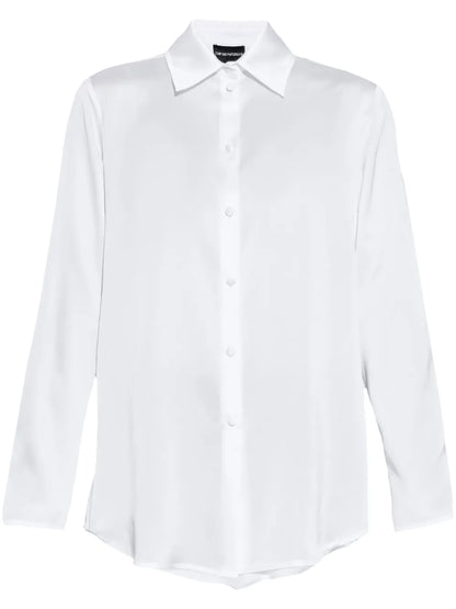 Rear-Button Satin Shirt