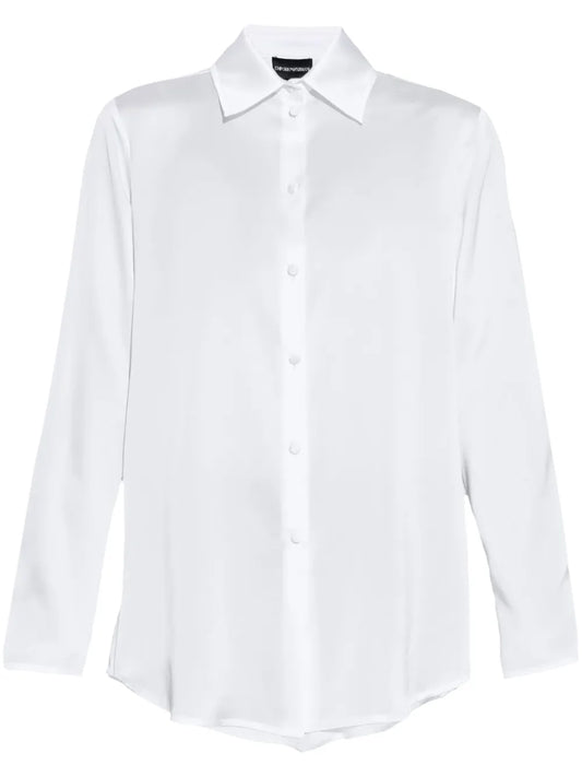 Rear-Button Satin Shirt