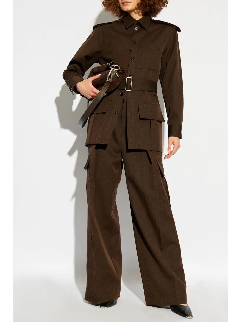 Pleat-Detail Wool Cargo Trousers