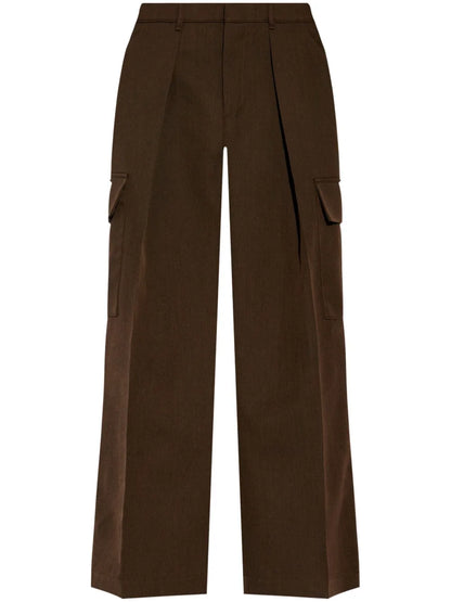 Pleat-Detail Wool Cargo Trousers