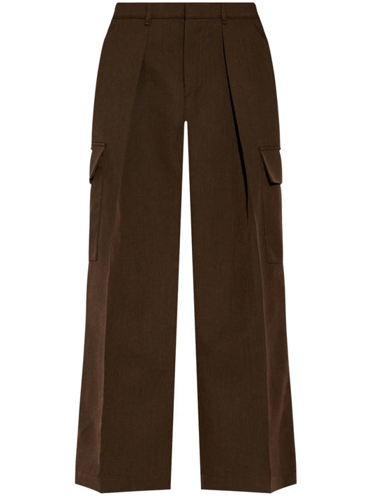 Pleat-Detail Wool Cargo Trousers