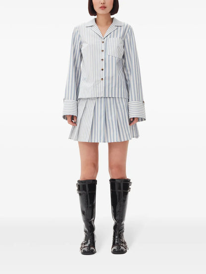 Striped Pleated Mini Skirt