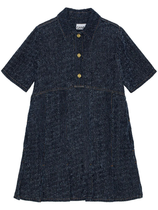 Short-Sleeve Denim Mini Dress