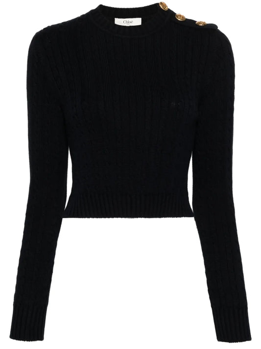 Cable-Knit Cropped Jumper