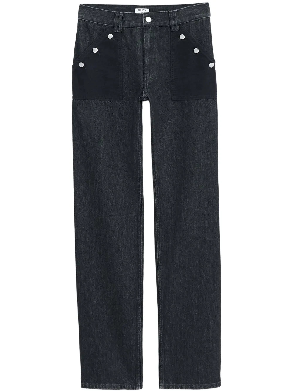 Contrasting-Pocket Straight-Leg Jeans