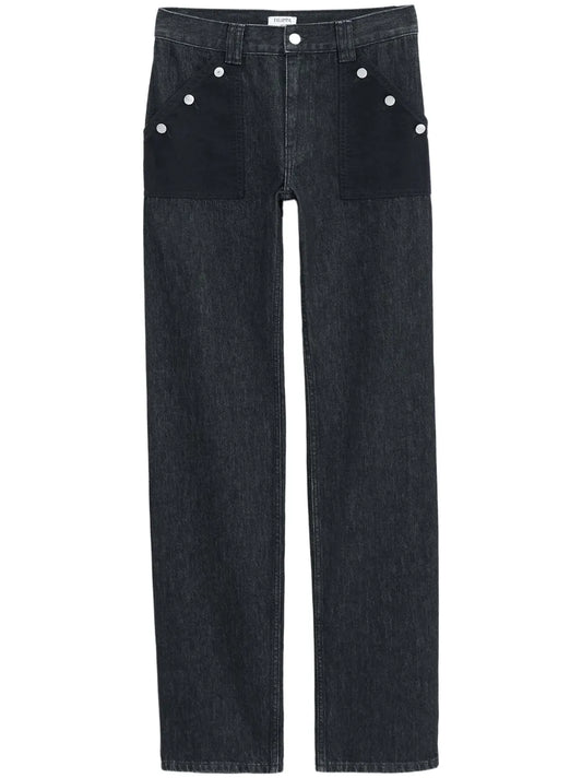 Contrasting-Pocket Straight-Leg Jeans