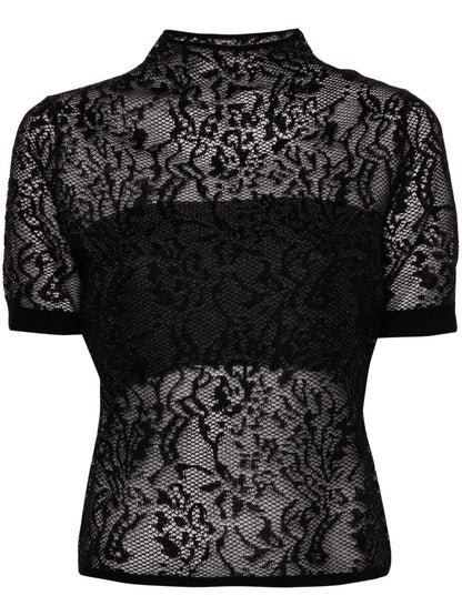 Patterned-Jacquard Semi-Sheer Jumper