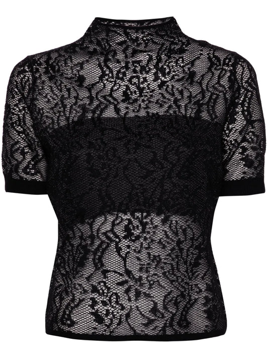 Patterned-Jacquard Semi-Sheer Jumper