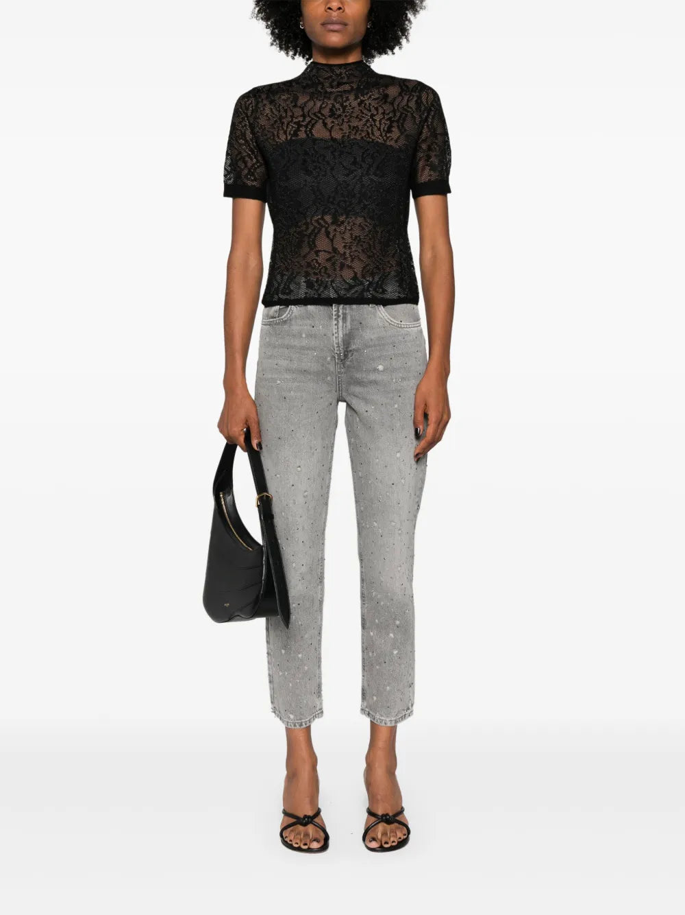 Patterned-Jacquard Semi-Sheer Jumper