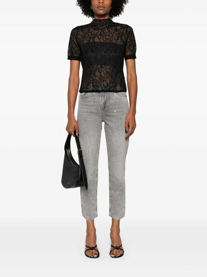Patterned-Jacquard Semi-Sheer Jumper
