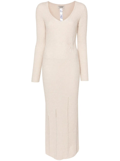 Brooch-Detail Maxi Dress