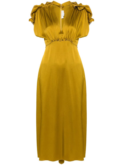 Ruffled-Detailing Satin Dress