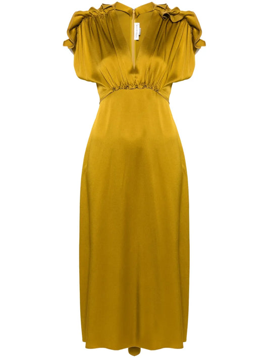 Ruffled-Detailing Satin Dress