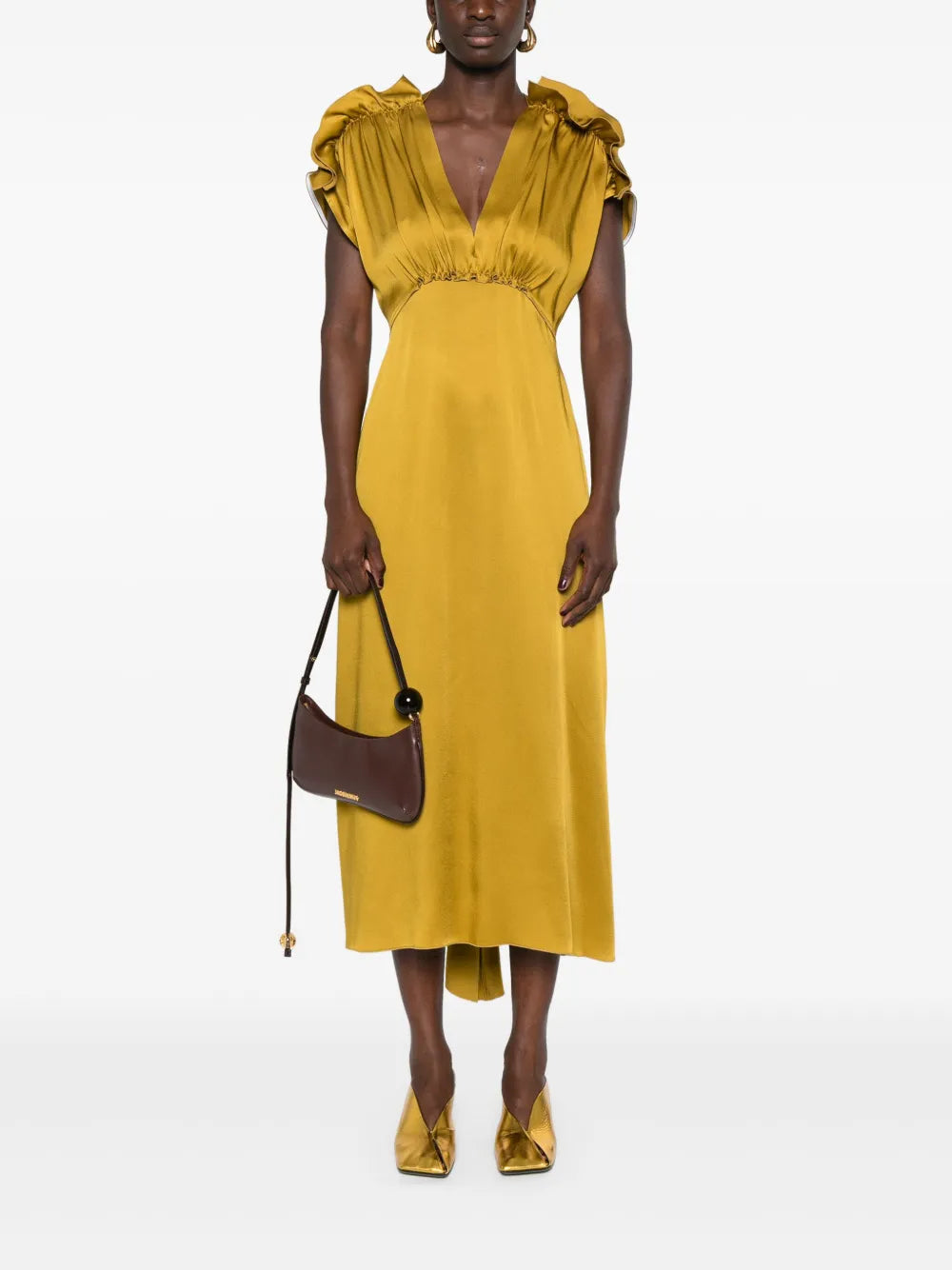 Ruffled-Detailing Satin Dress