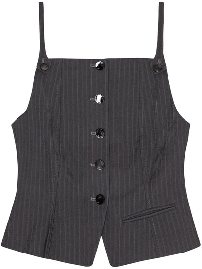 Pinstripe-Print Vest