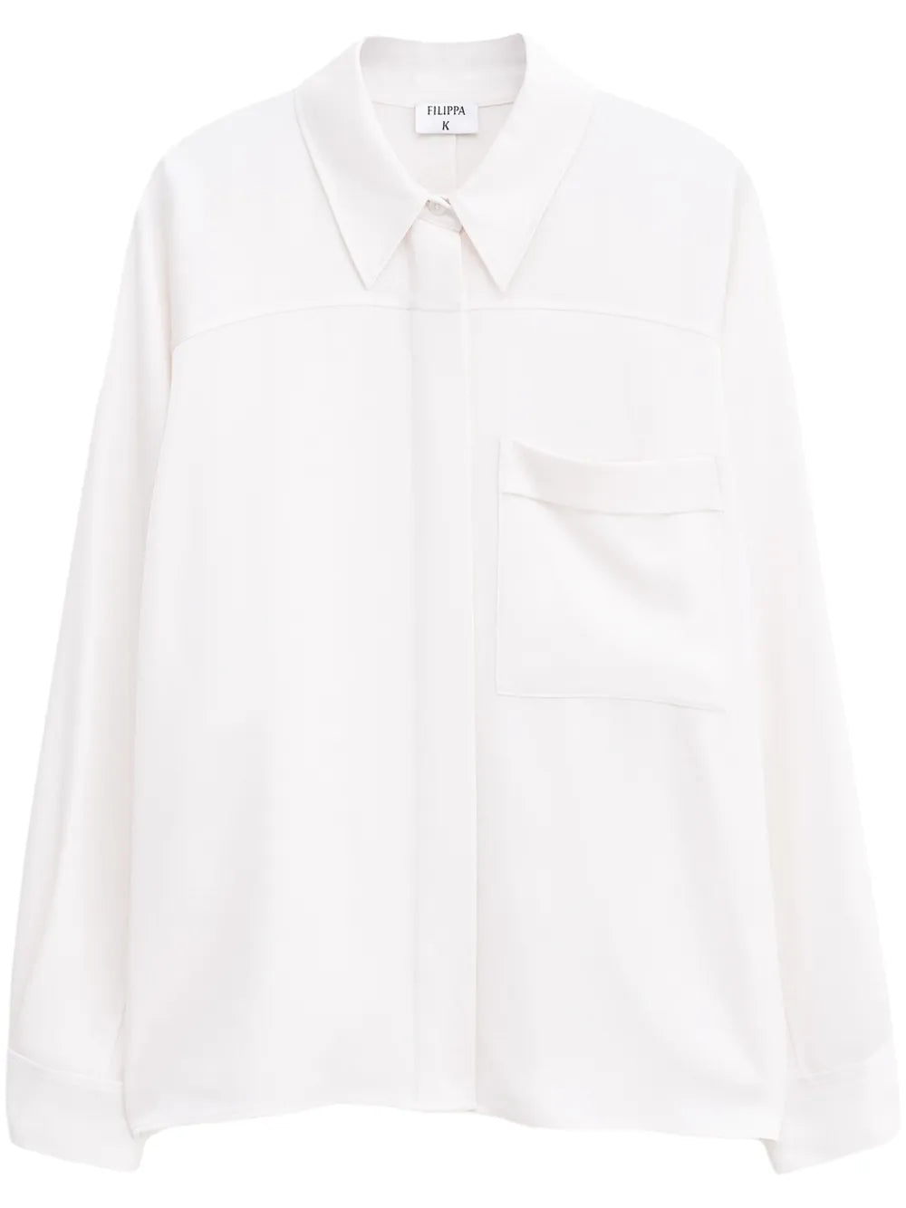 Shiny Patch-Pocket Blouse