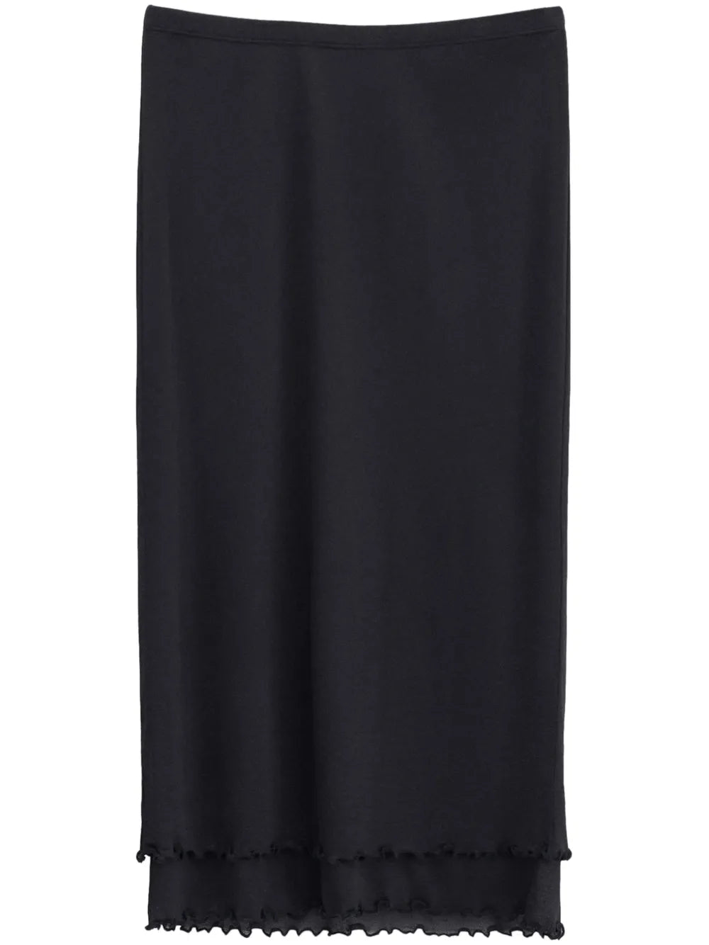 Layered Frill Crepe Midi Skirt