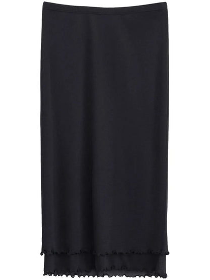 Layered Frill Crepe Midi Skirt