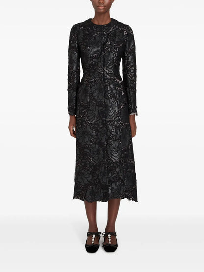 Embroidered-Design Single-Breasted Coat