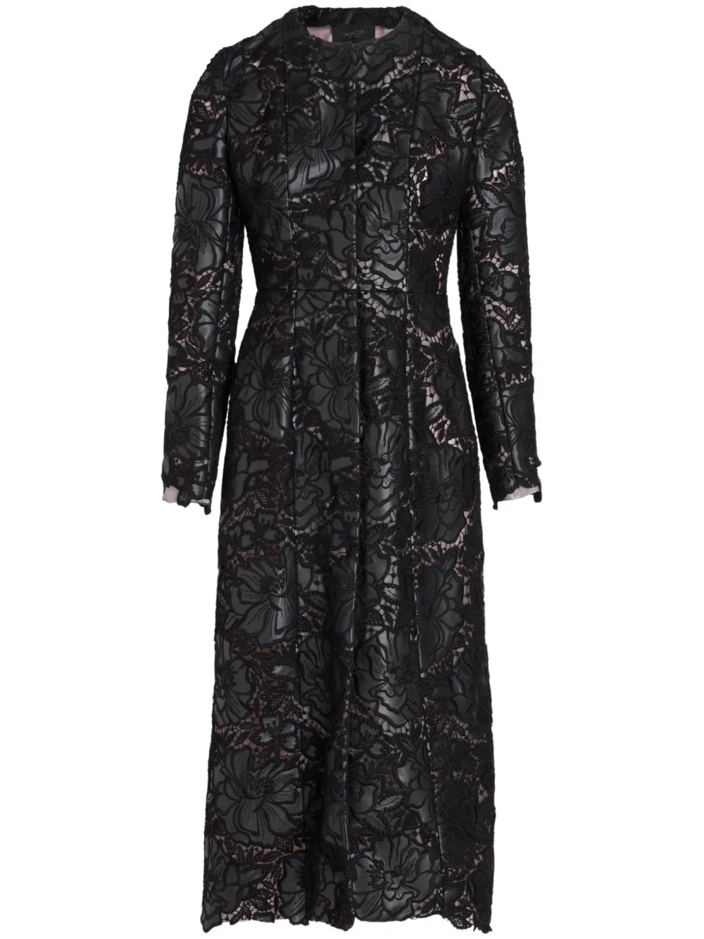 Embroidered-Design Single-Breasted Coat