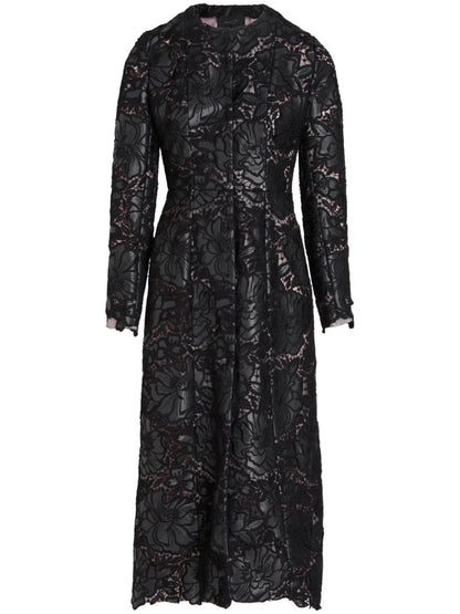 Embroidered-Design Single-Breasted Coat