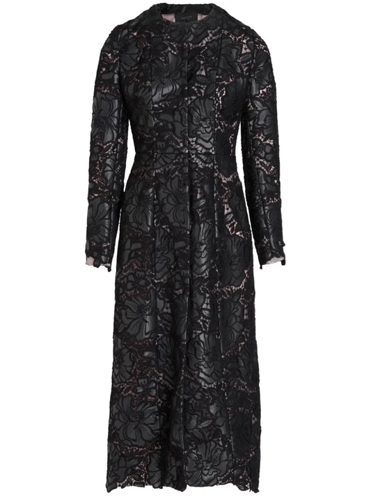 Embroidered-Design Single-Breasted Coat