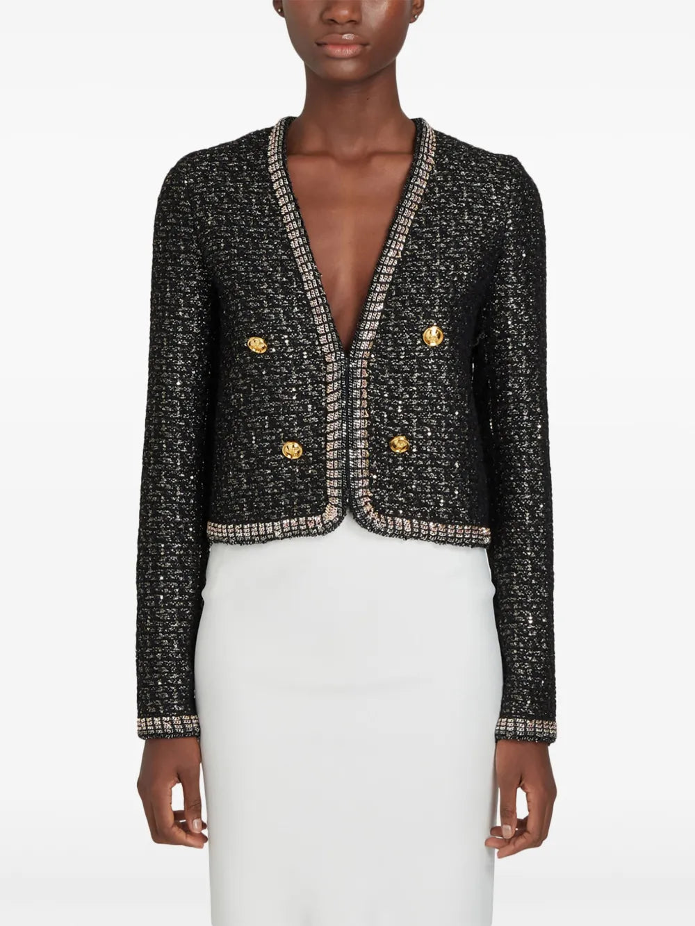 Sequin-Embellished Tweed Jacket
