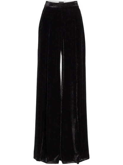 High-Rise Wide-Leg Velvet Trousers