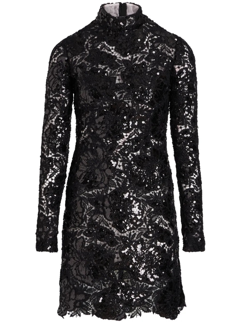 Sequinned Macramé Mini Dress