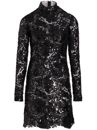 Sequinned Macramé Mini Dress