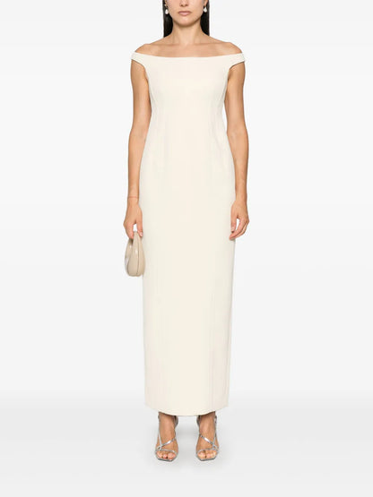 Curved Off-Shoulder Maxi Dress