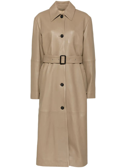 Belted Leather Coat