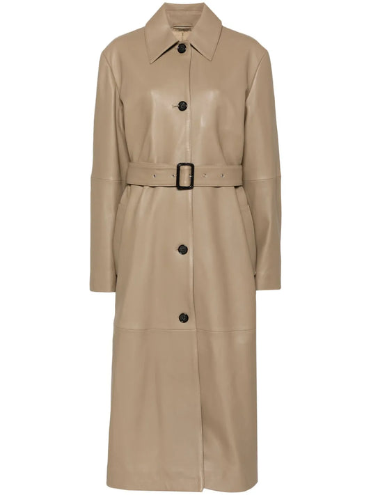 Belted Leather Coat