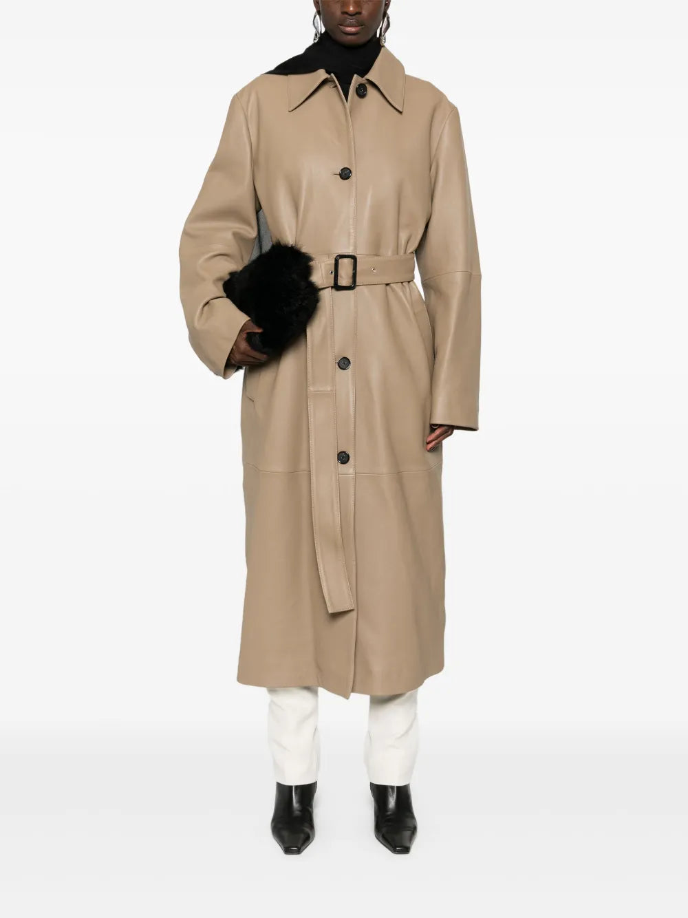 Belted Leather Coat