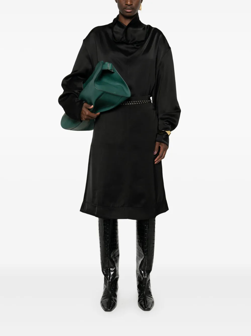 Panelled Satin Midi Skirt