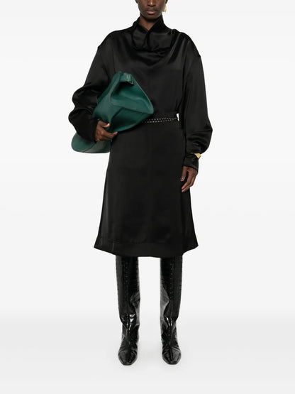 Panelled Satin Midi Skirt