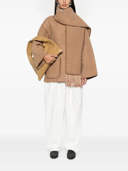 Whipstitch-Trim Scarf Jacket