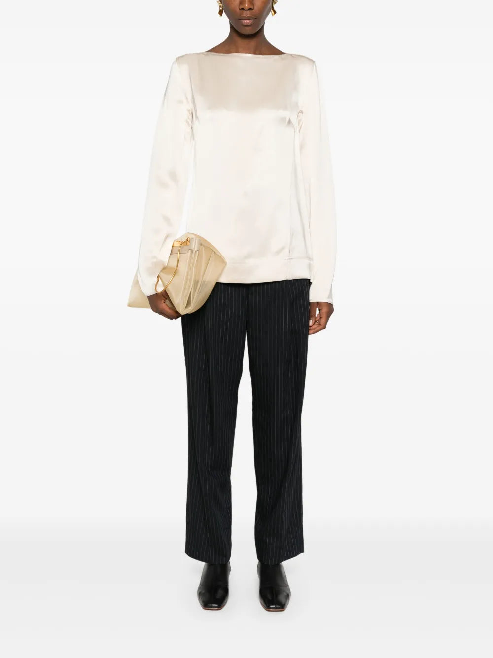 Long-Sleeve Satin Top