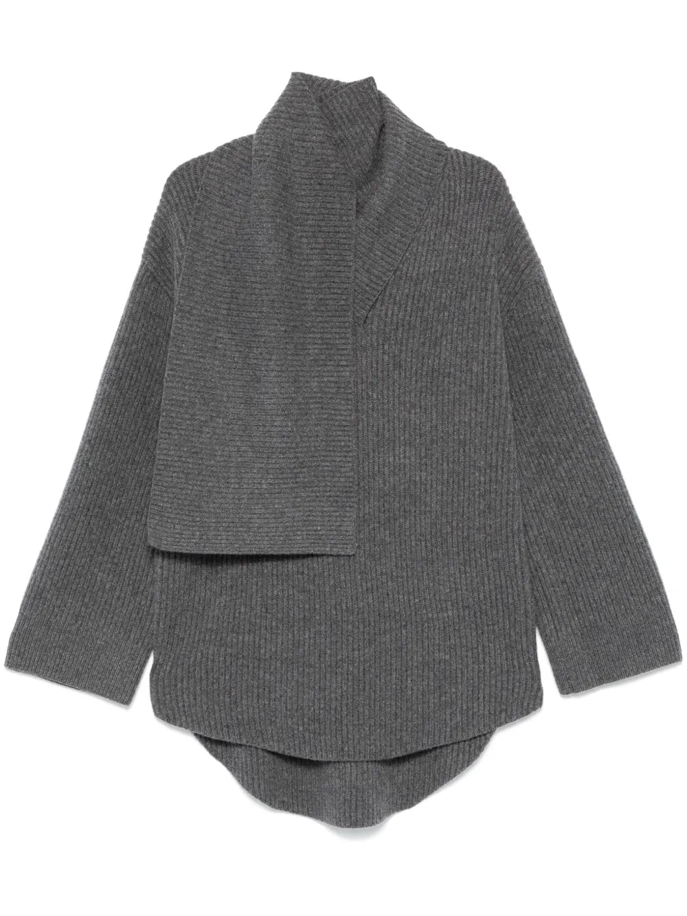 Attached-Scarf Sweater