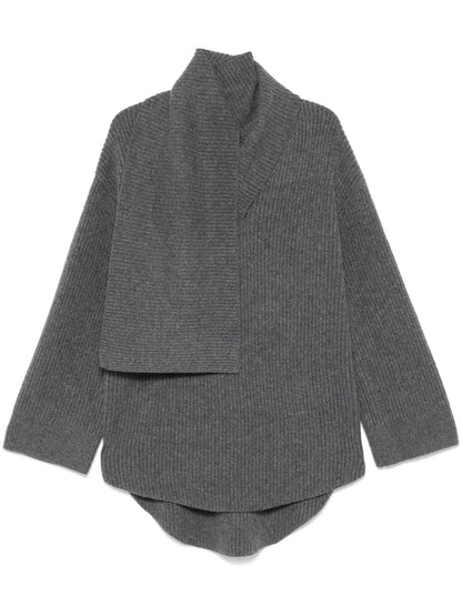 Attached-Scarf Sweater
