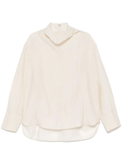 Funnel-Neck Organza Blouse