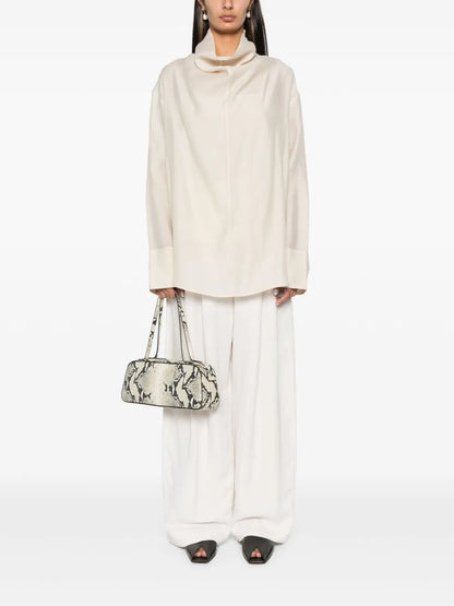 Funnel-Neck Organza Blouse