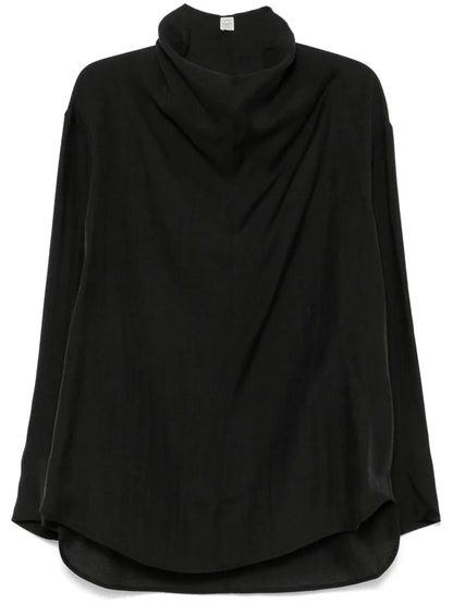 Funnel-Neck Organza Blouse