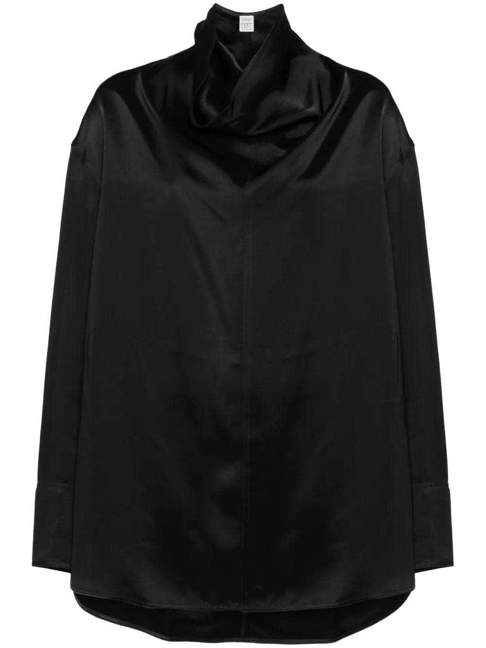 Funnel-Neck Satin Blouse